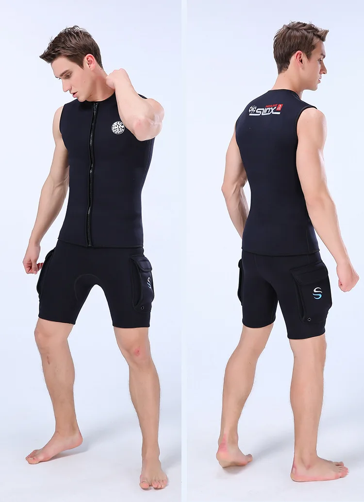 Water Sports, Men Scuba Diving Wetsuit Shorts with Pocket for Snorkeling 