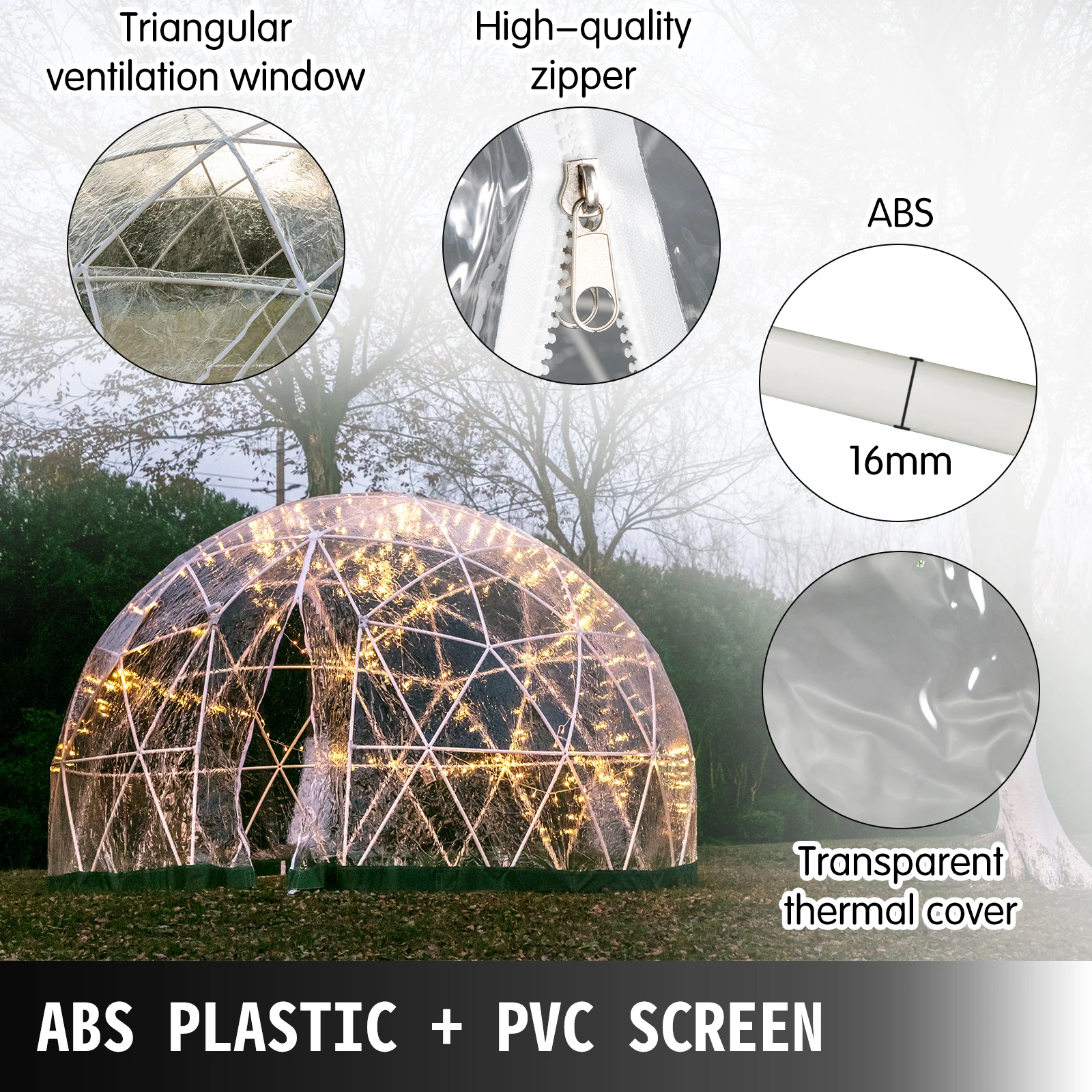 

outdoor glamping waterproof clear big igloo tent dome for home garden geodesic dome tent, Transparent