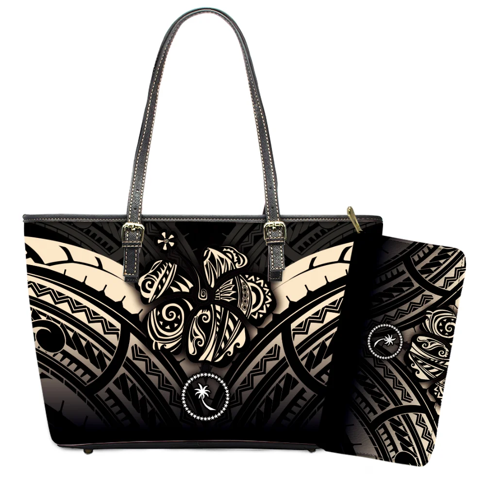 

Chuuk designer handbag famous brand Pu leather black polynesian tribal purse female high quality gs women handbags ladies 2021