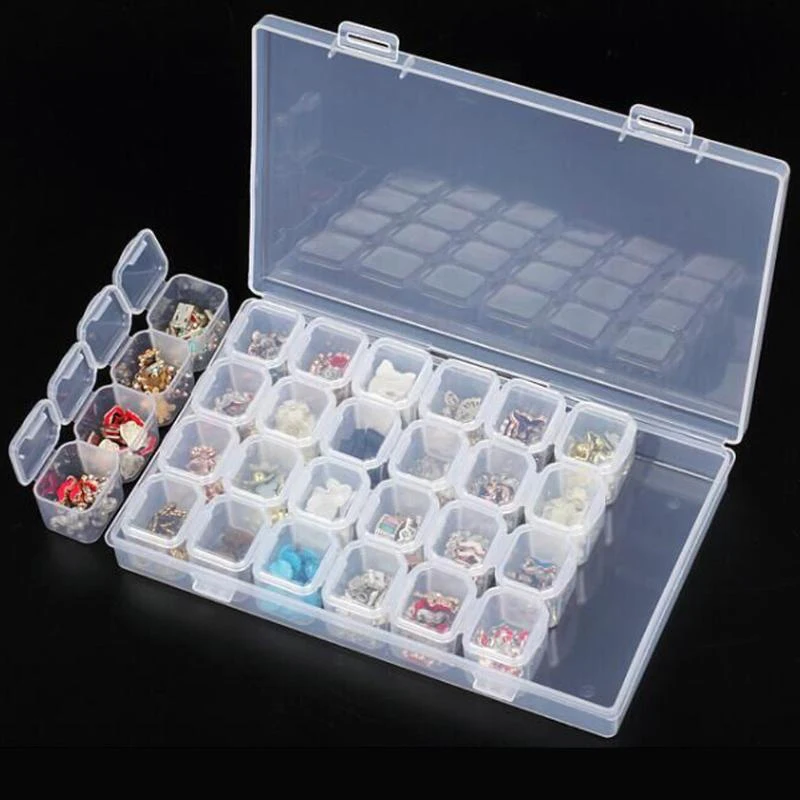 

28 Grids Plastic Storage Box Jewelry Beads Storage Case Transparent Compartment Medicine Box Organizer Adjustable Organizer, Picture