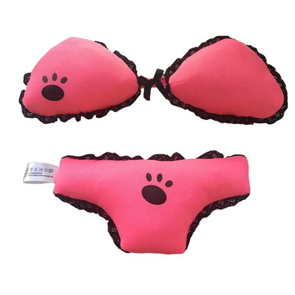 

HY-New Design Funny Bikini Shaped Classic Pink Plush Squeaky Sexy Dog Toy, Pink,black