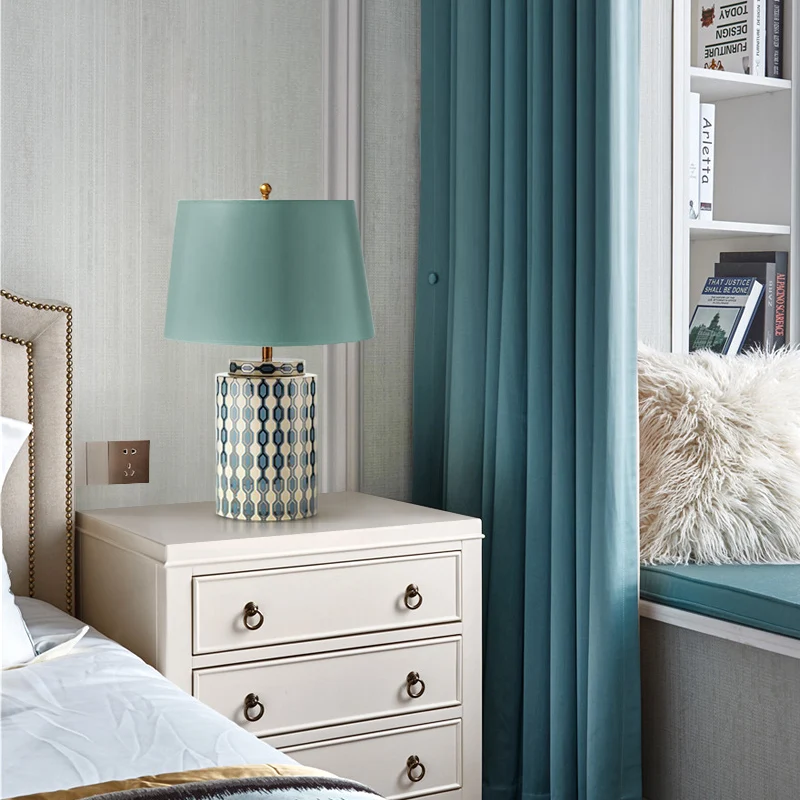 European style colorful handmade ceramic led desk lamps LED table light