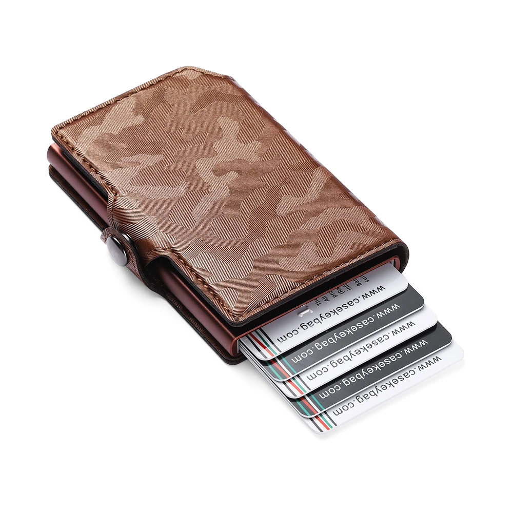 

Fashion Women Men Wallet Credit Card Holder Leather Rfid Blocking Aluminium Card Holder Wallet Smart Wallet for Men Card Holder, Brown, black, grey, pink