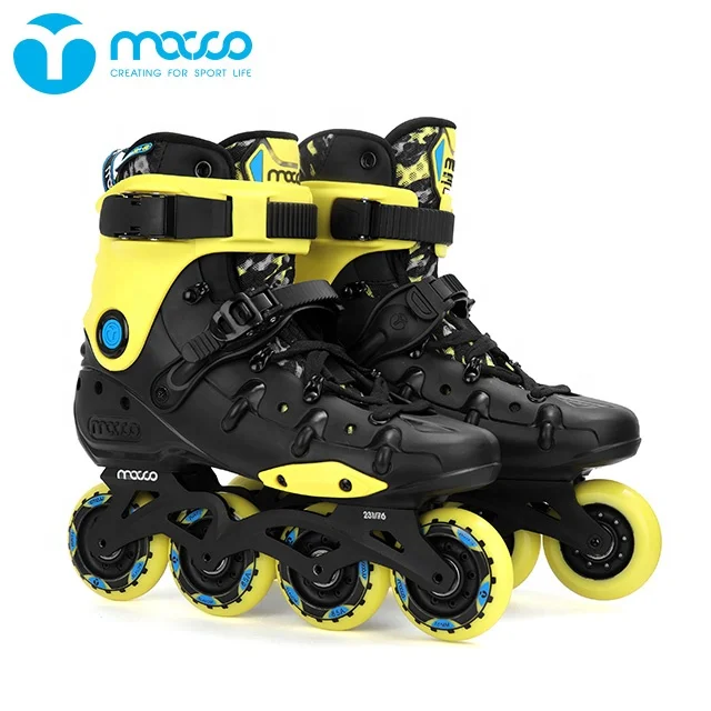 

Macco adult skates roller skates 4 wheels inline slalom roller skates HR1-yellow/white and black