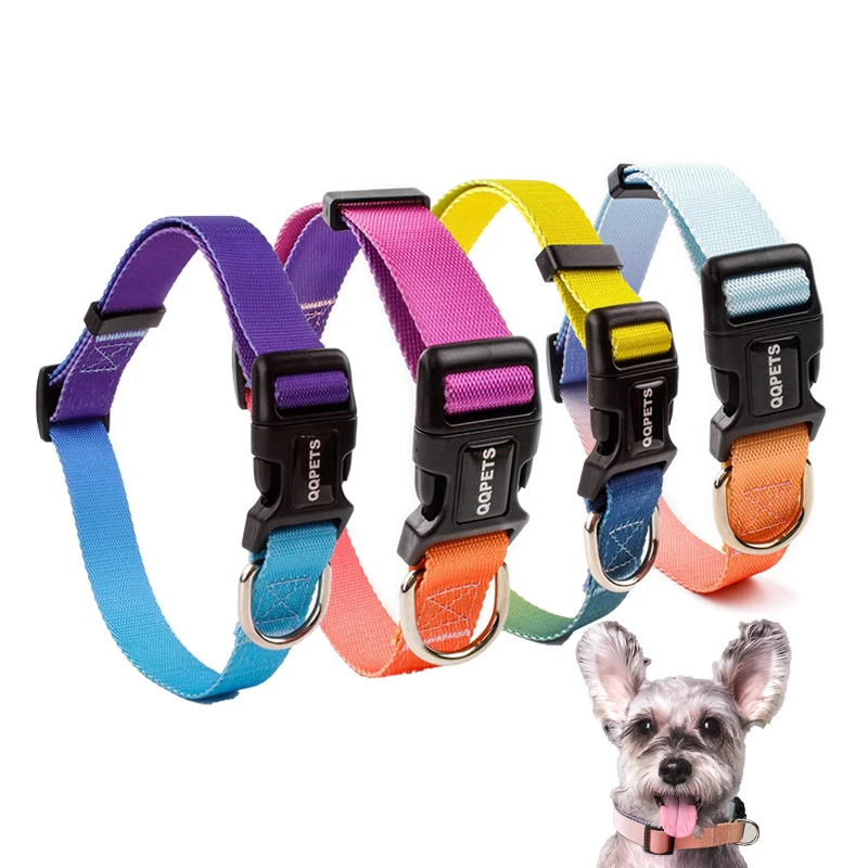 

Multi gradient color adjustable dog collar, solid ombre color pet collar