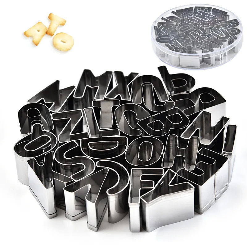 

12Pcs Custom English Letter Alphabet Shaped Biscuit Mold DIY Silver Stainless Steel Cookie Cutters Set