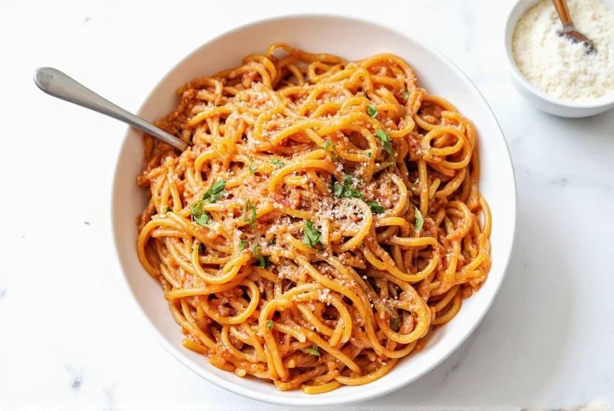 Comparison table showing five spaghetti mixes side by side