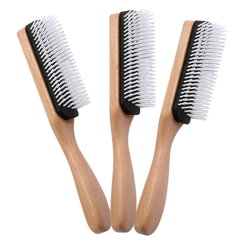 

Wholesale customize wooden nine row highlight straight hair comb wide tooth denman rib oil head salon hair common comb