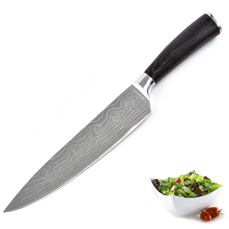 

Professional Stainless Steel Meat Cleaver Raw Fish Fillet Rosewood Japanese Damascus Chef Kitchen Chef Knife Kitchen Knives 124, Silver
