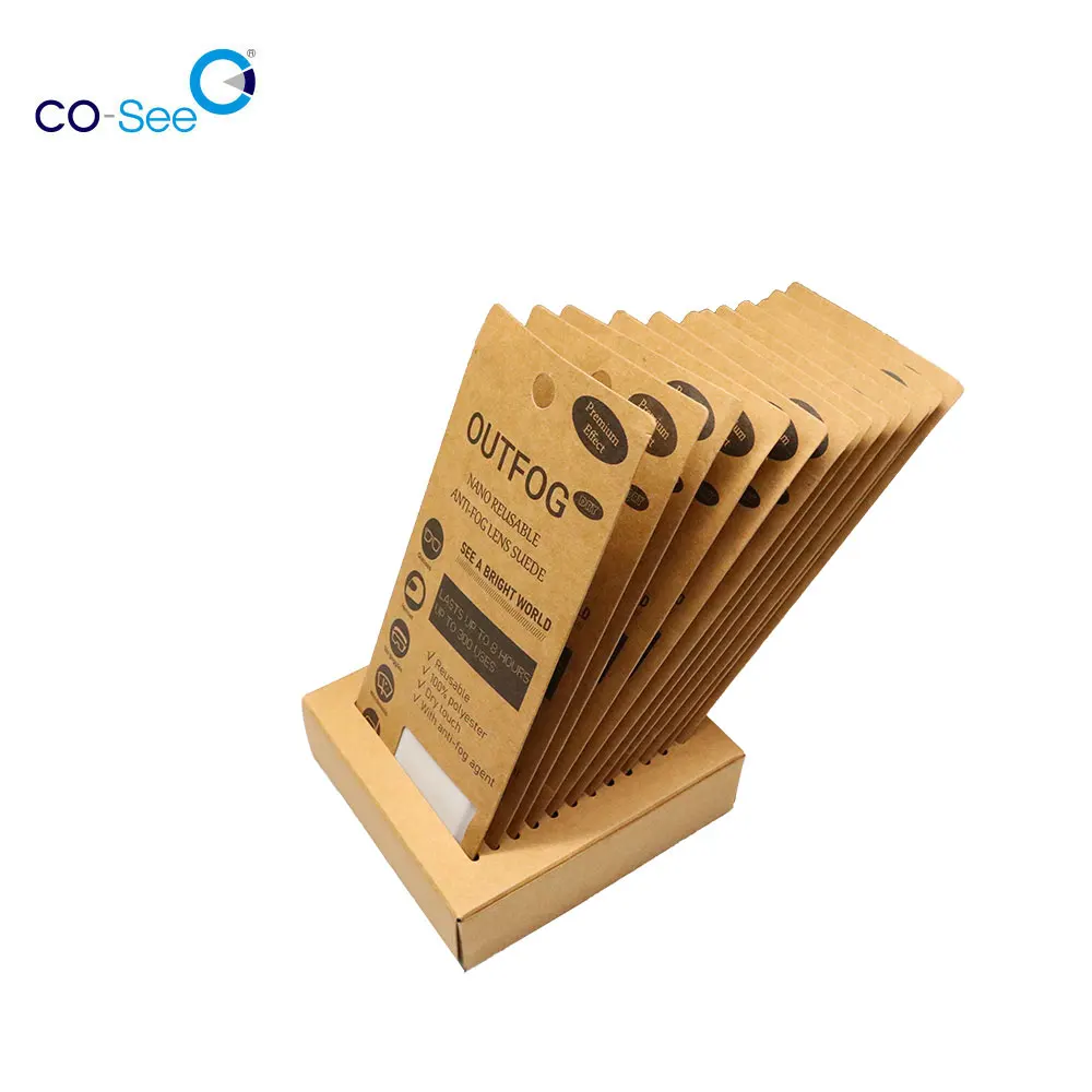 

Retro business kraft paper packaging out fog cleaning cloth new design anti fog glasses dry cloth