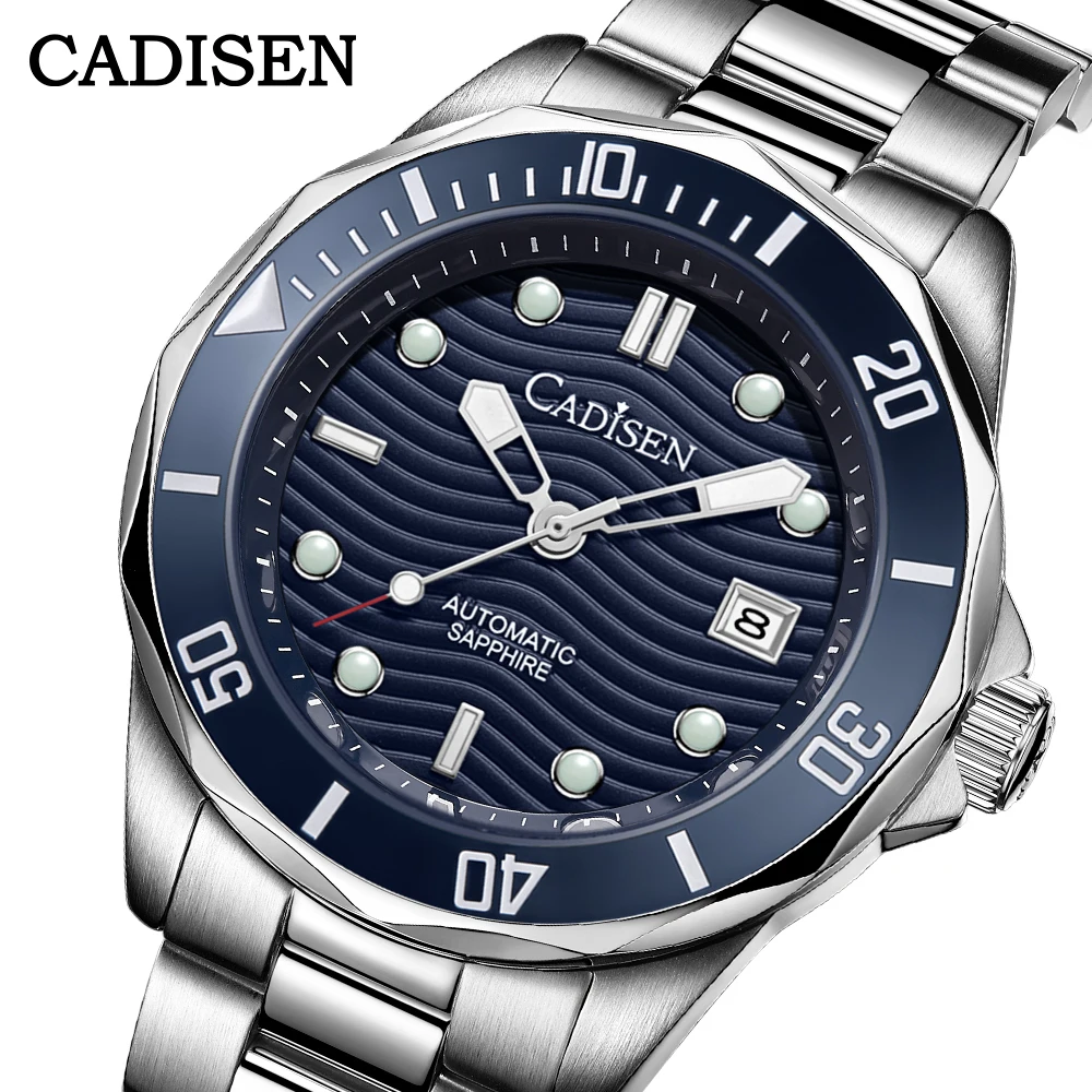 

CADISEN C8201 New Men Mechanical Automatic Watch Luxury Ceramic Bezel Sapphire MIYOTA 8215 Sport Diver 100M Waterproof Watch Men