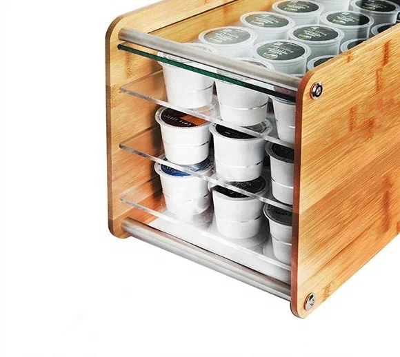 Clear Acrylic Drawer With Tempered Glass Cup Holder Organizer Storage Box Buy Wood Storage