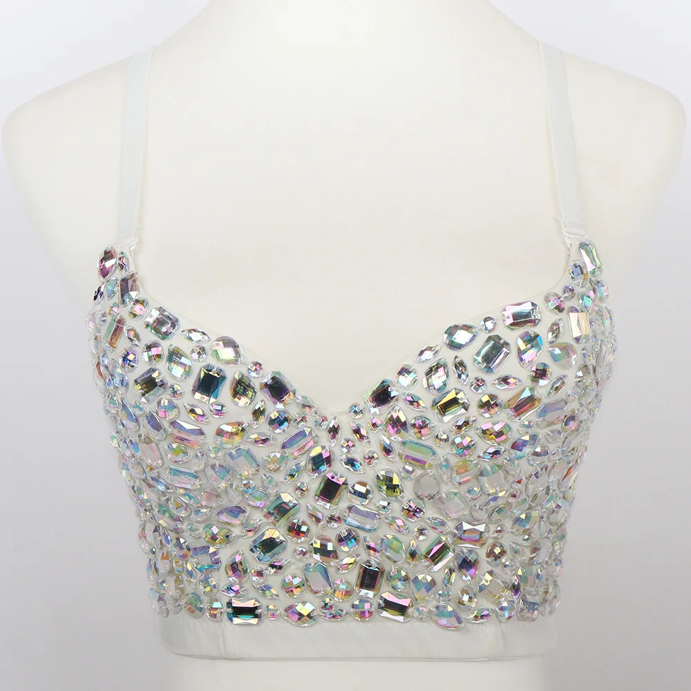 

Latest Hot 34 Size Breast Shiny diamond Rhinestone Young Sexy Girls Wear Bra dance wear Lingerie For Women Party Wear