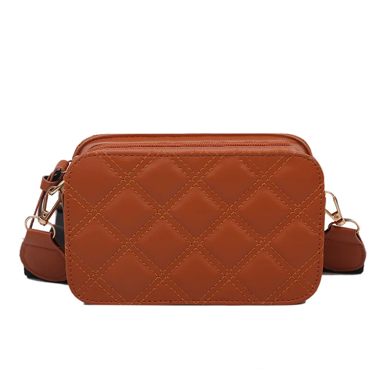 

High Quality Small Square shoulder bag quilted PU Long Strap lady Messenger Bags Light weight PU Leather Shoulder Bag for Women