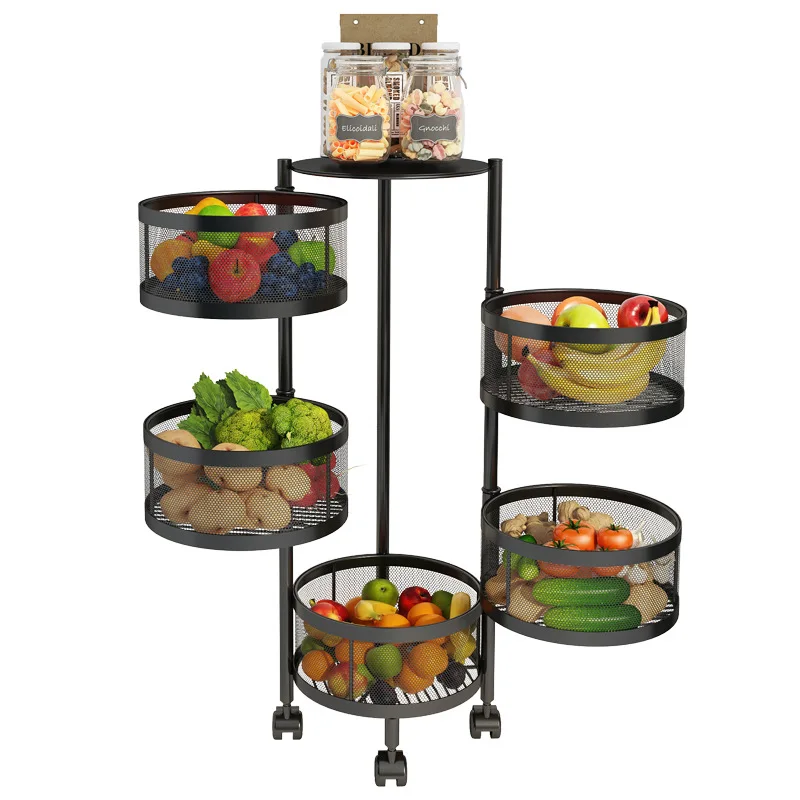 

Easy Assembly Fruit Basket 4 Tier Rolling Cart Storage Trolley For Kitchen Bathroom