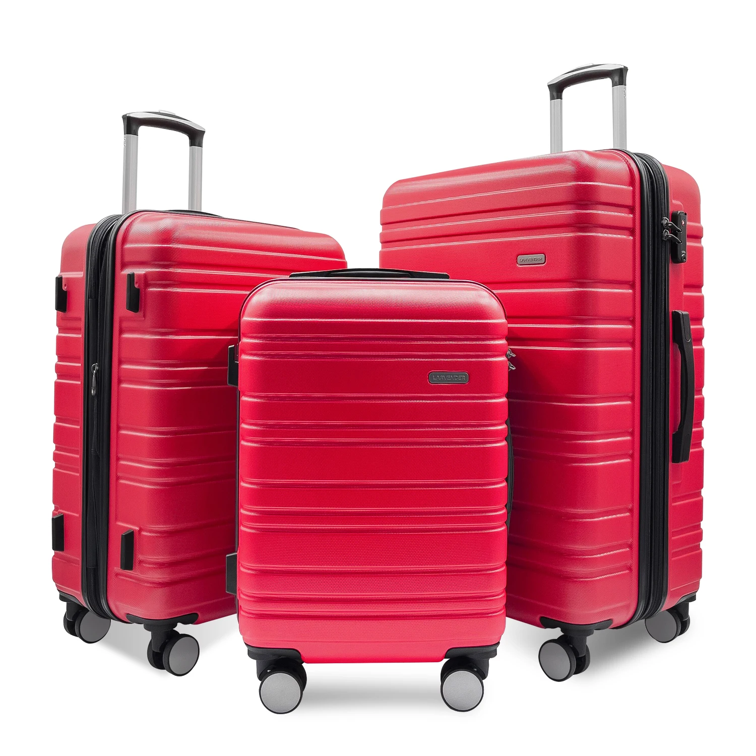 

Wholesale luggage 3 piece suitcase spinner hardshell lightweight TSA lock trolley set ABS luggage, Red or customized color