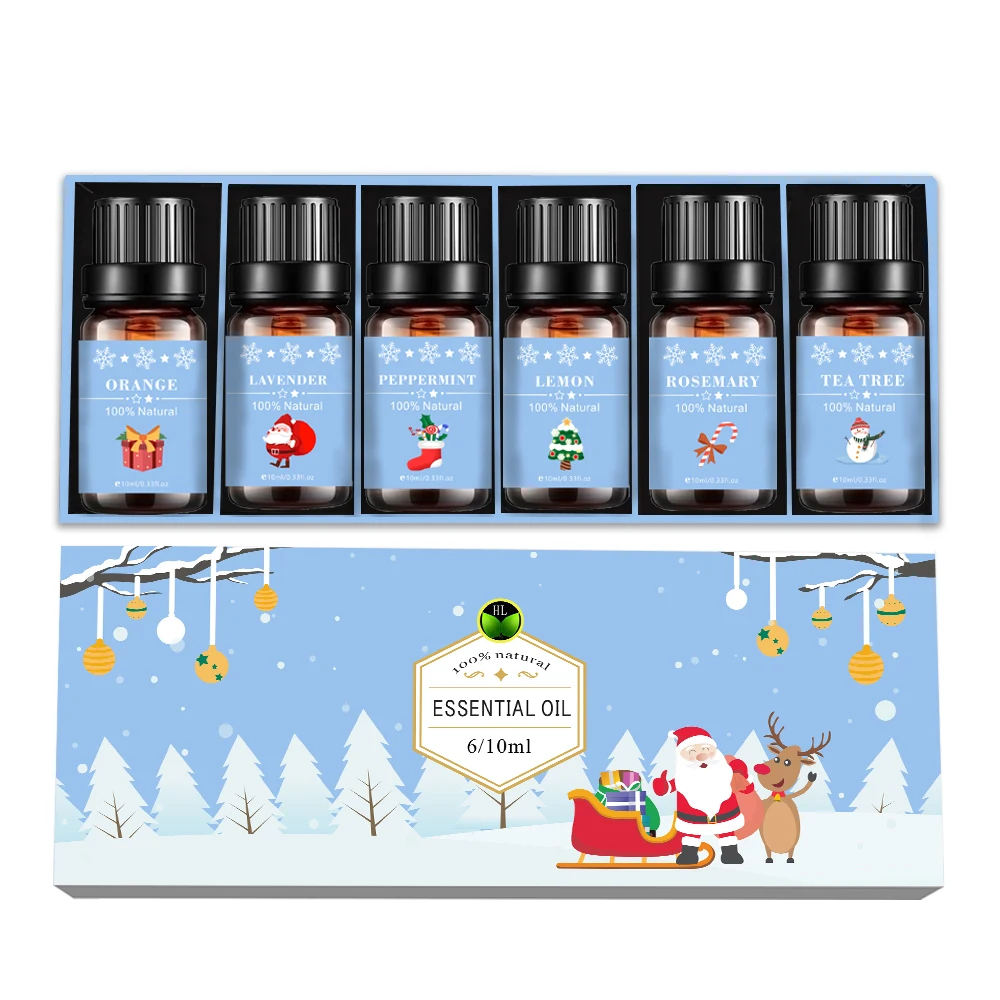 

Private Label 100% organic elegant essential oil synergy blend Christmas gift set for Aromatherapy Diffusers bulk price 6/10ml