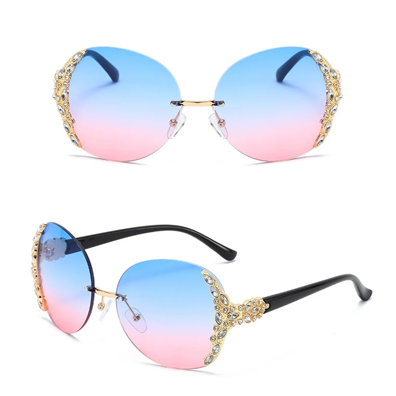 

women's cross-border trend all-match European and American personality frameless sunglasses diamond-studded sunglasses