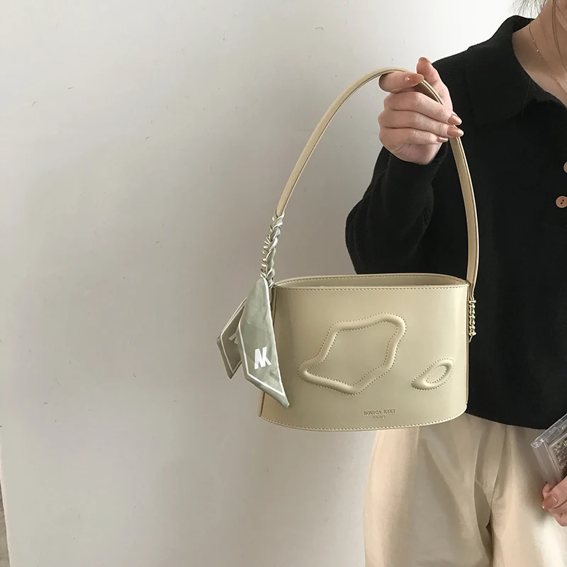 

Bags women 2021 new arrivals trendy underarm handbag fashion ins bucket bags ladies messenger bags, Yellow, black, licorice green, beige