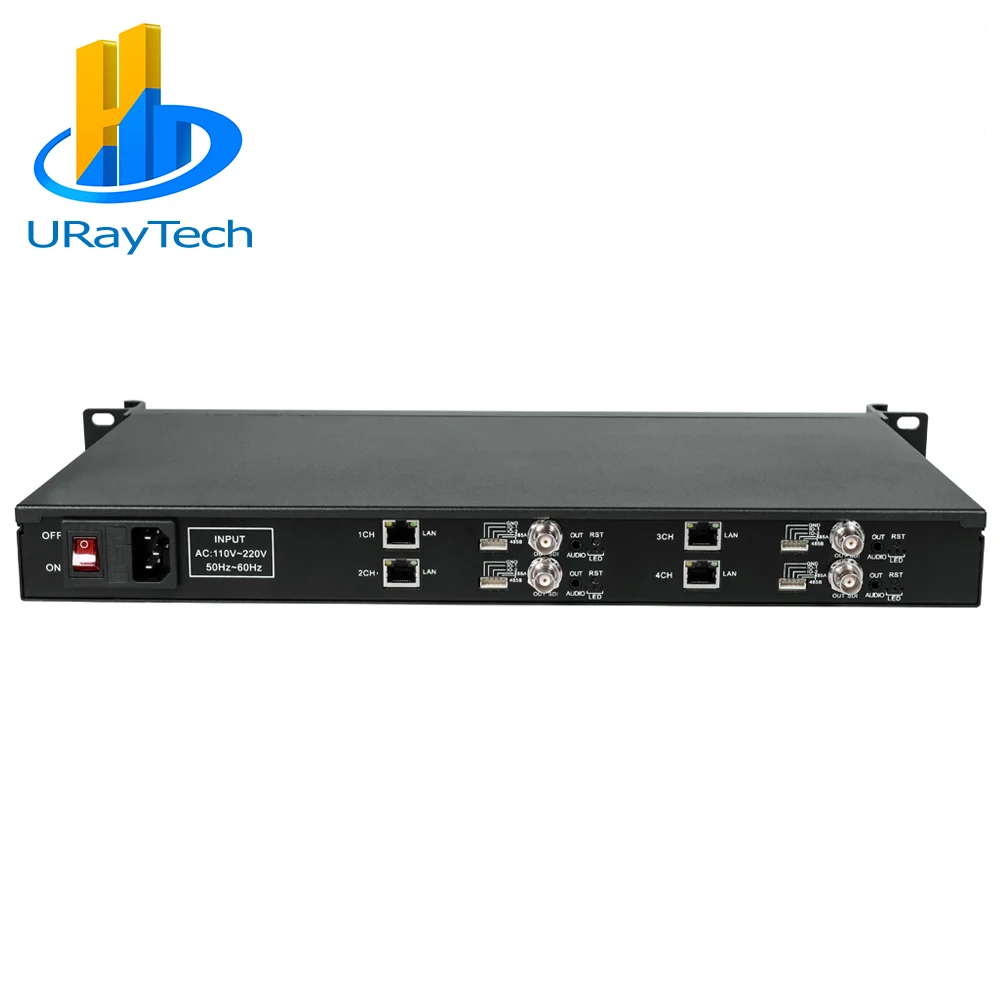 

1U Rack 4 Channels H.265 H.264 IP to SDI Video Streaming Decoder SRT IP Camera Decoder for Decoding P2P RTSP UDP M3U8 HLS SRT