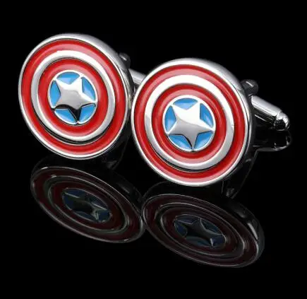 

Captain America stainless steel cufflinks button fashion enamel quality super hero shirts cuff cufflinks free shipping