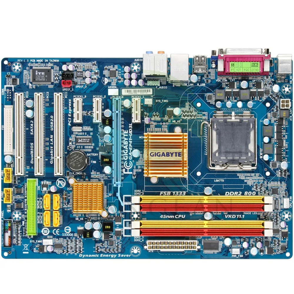 

GA-EP41-UD3L Desktop Motherboard G41 Socket LGA 775 For Core 2 Pentium Celeron DDR2 8G ATX Used EP41-UD3L Mainboard