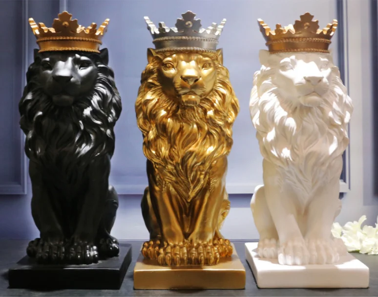 Grosshandel Inventory Resin Lion King Crown Schwarz Gold Weiss Elegant