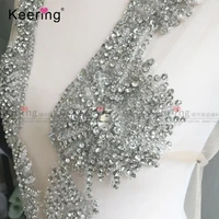 

Keering special design deep V shape wedding dress applique WDP-112