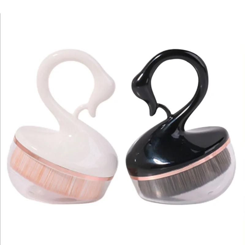 

Wholesale Body flat no trace foundation makeup brushes new coming Swan black white synthetic vegan cosmetics brush