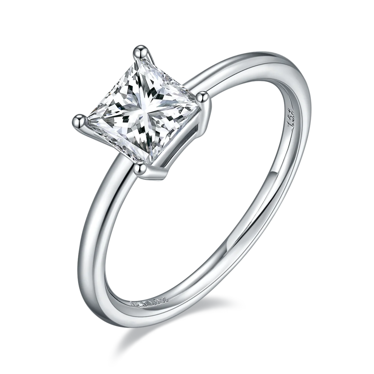 

M90E Princess cut 1ct moissanite stone jewelry 925 silver white gold plated rings