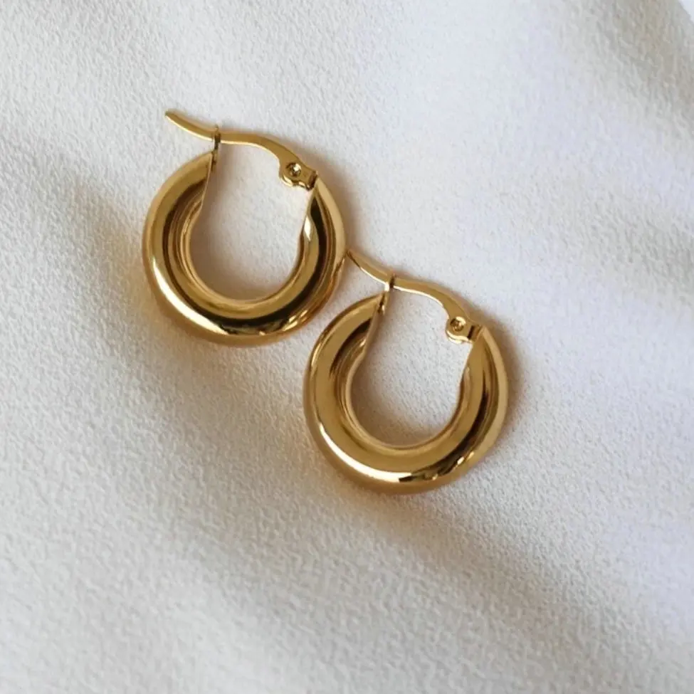 

18K PVD plated stainless steel circle no fade titanium steel hoop earrings