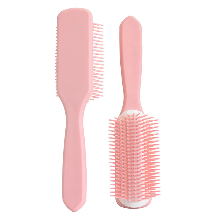 

unique plastic human hair styling beauty tool soft touch straight 9 row pink denman hair brush, Customized