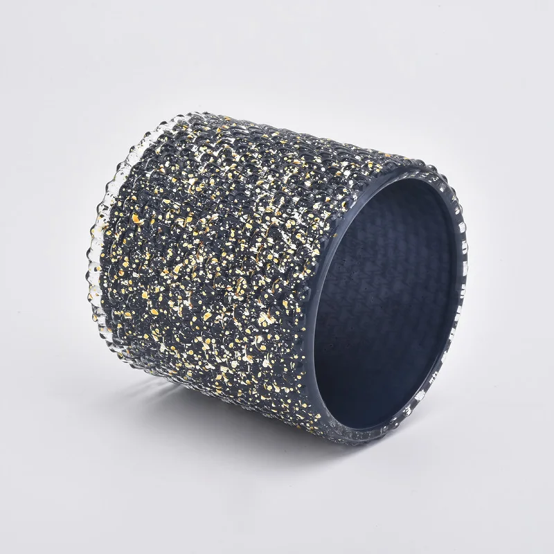 280ml Black Candle Holder With Gold Decoration