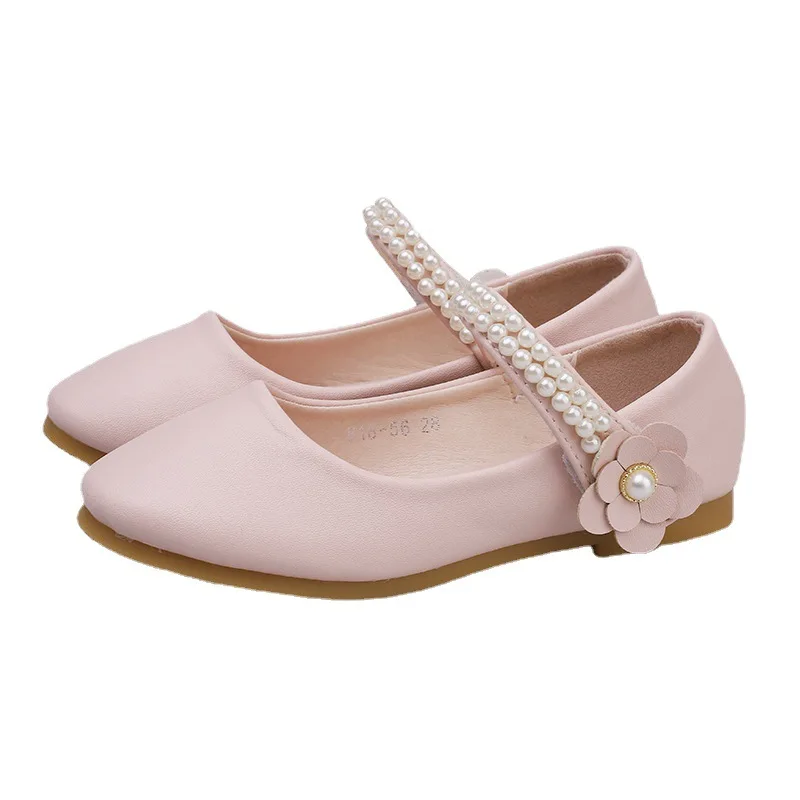 

New Girls Sandals Pearl Single Shoes Kids Leather Shoes children nude sandal toddler Girls Princess Flat Dance Shoes, Silver,pink