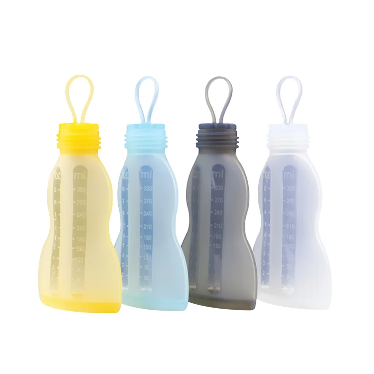 

2021 Amazon Hot Sell Anti -40~230 degree BPA Free Reusable Liquid Silicone Breast Milk Bags Feeding, Clear, pink, grey, yellow
