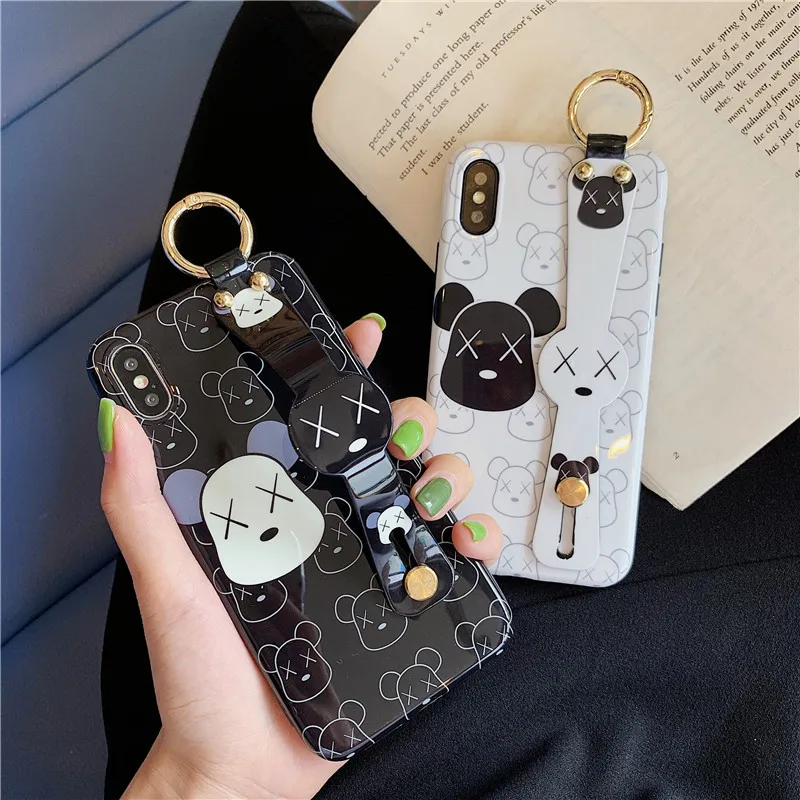 

For iPhone 11 Pro Max 11Pro Xs Max X XR 7 8 Fashion Glossy Wristband Gloomy Bear Cool Case, Colorful