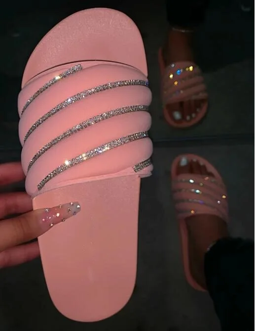 

Hotselling Pink Diamond Bowknot Design Fashion Lady Slippers