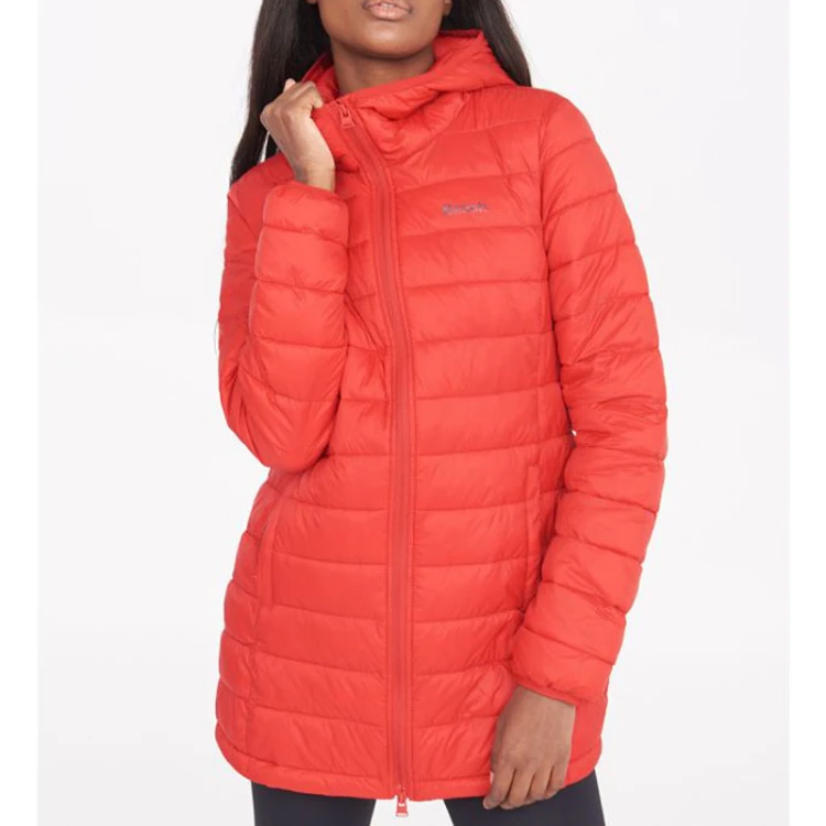 

Custom 400T nylon down proof winter women ladies long light weight waterproof puffer padded jacket, Customizable