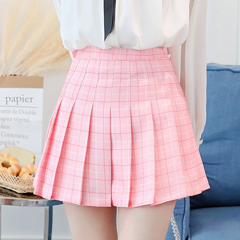 

2022 Korean Kawaii Style Mini Skirts summer Cute Sweet Girls Pleated Skirt Casual Preppy Style Plaid A-line Tennis Pleated Skirt