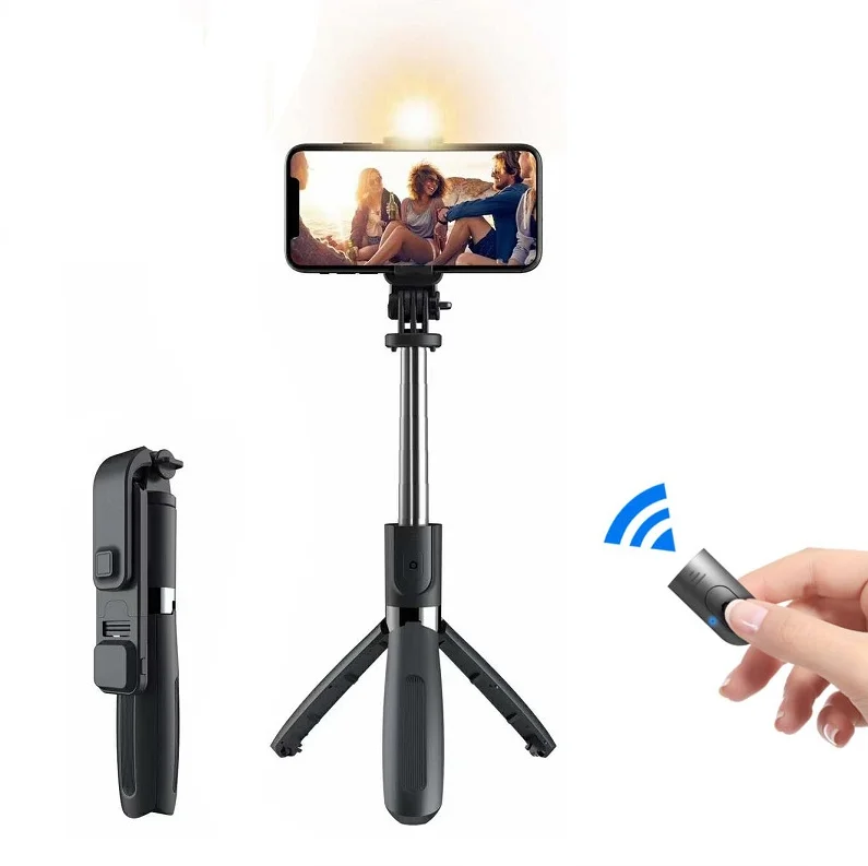 

New 3 in 1 Tripod Selfie Stick L02s with LED Fill Light Wireless BT Remote for Smartphone Camera