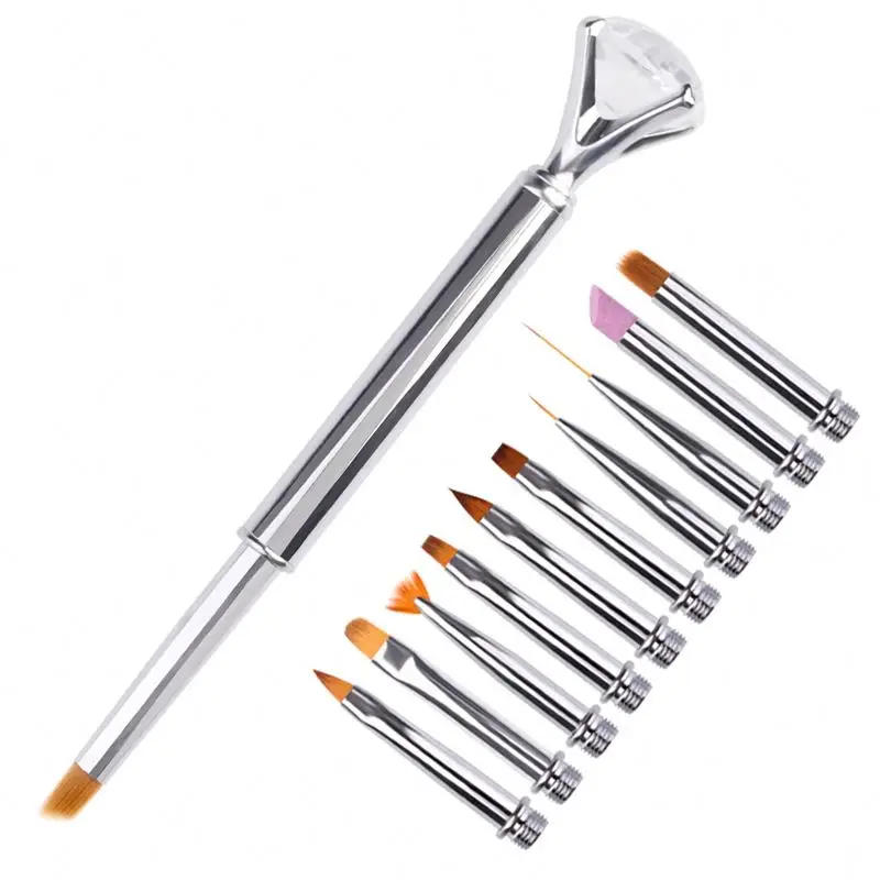 

Best Sale Rose Gold uv gel nail liner brush Acrylic Nylon Hair Nail Art Brush set
