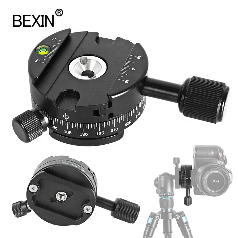 

BEXIN aluminum 360 degree 1/4" and 3/8" screws panorama ball head with quick release clamp for camera tripod head mount, Matt black
