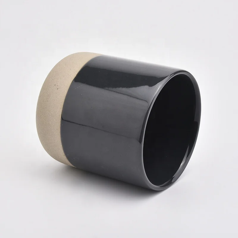 10OZ Black Glaze Ceramic Candle Holders