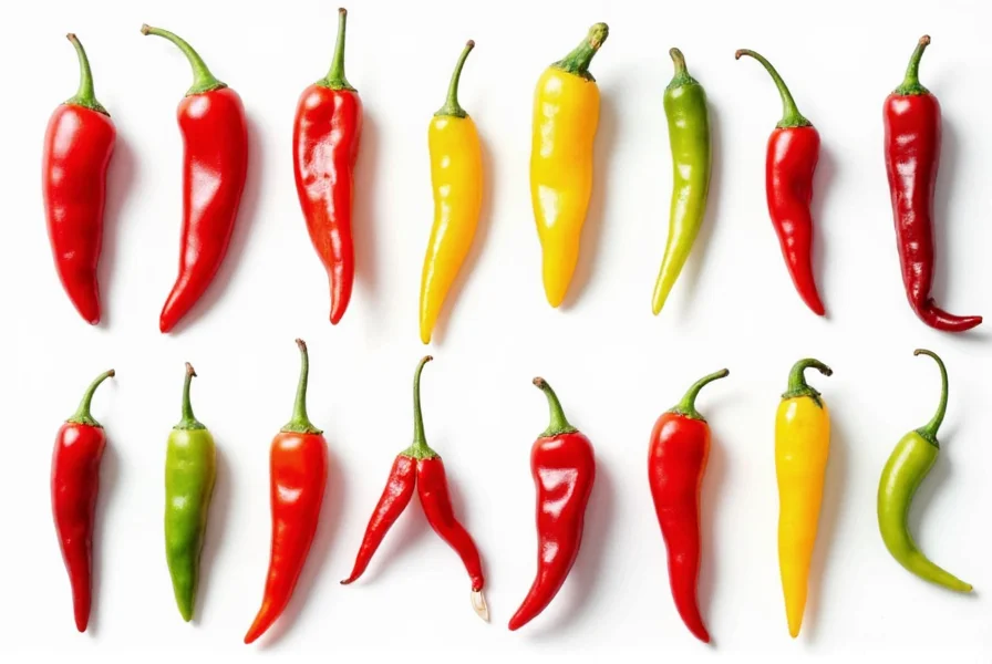 Mild red green yellow peppers arranged neatly
