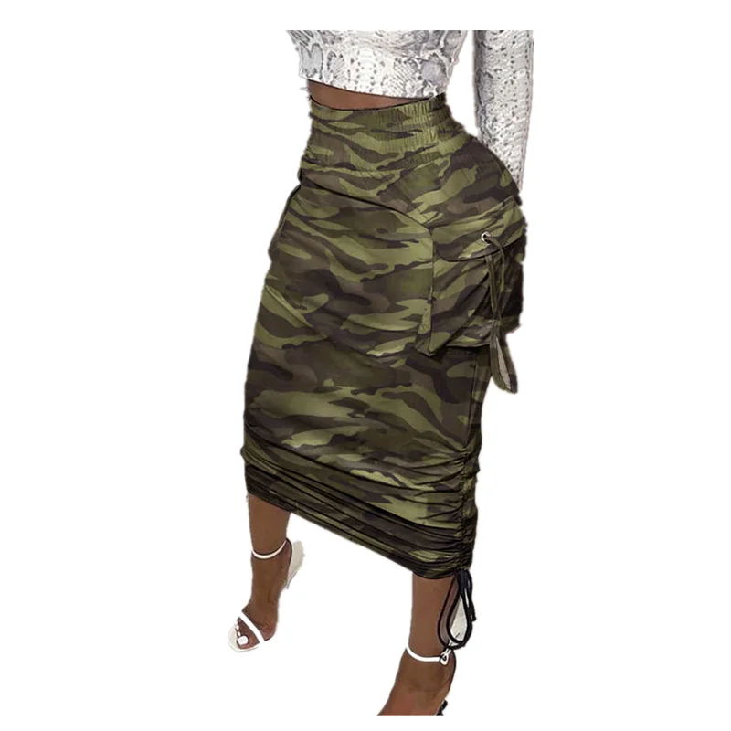 

Newspaper Camo Printing Stretch Women Bodycon Tube Skirts Women Ladies Long Skirts Autumn Spring Maxi Skirt