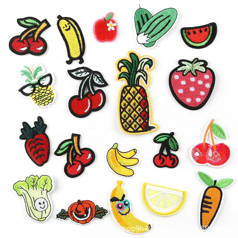 

Vegetables and Fruits Denim Clothes Badges Children's Clothing Hairpins Jewelry Accessories Cloth Label Clothes Patches