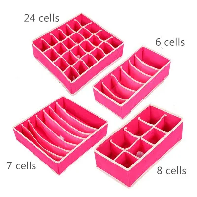

Houseware clothes storage box Amazon wholesale foldable gift box cheaper underwear storage box, Pink;cream-colored