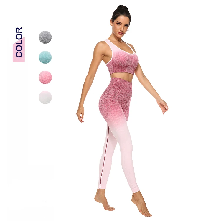 

Yoga Suit 2 piece Sports Shirts Crop Top Seamless Leggings Sport Set Gym Clothes Fitness Workout Set Seamless Leggings 2021, Grey,pink,green,red