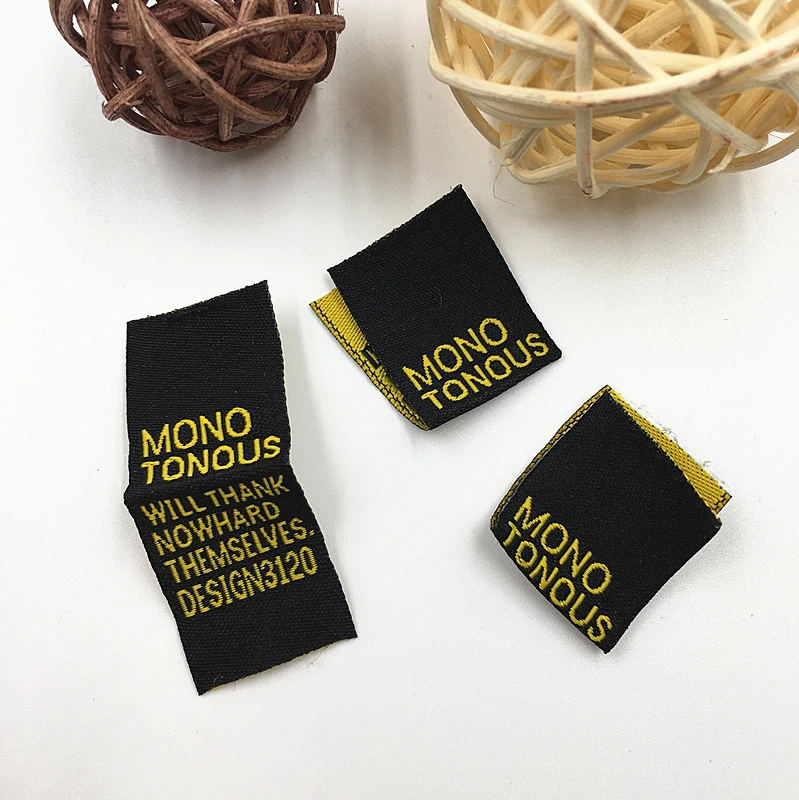 

Wholesale Custom Sew on Centerfold Woven Label with Logo, Pantone color