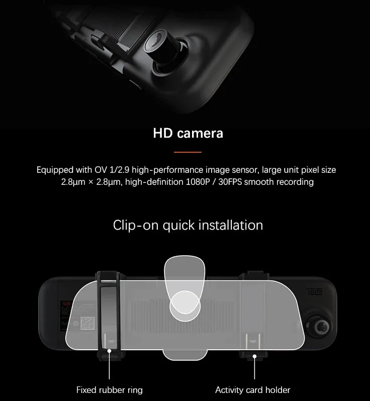 Original Xiaomi 70mai 1600p 500mah Sony Imx335 Adas Rearview Mirror